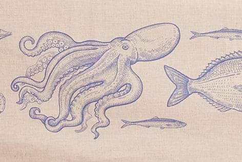 Tovaglia in misto lino stampato morbida resistente elegante made in italy MARE BLU - Vanita di raso