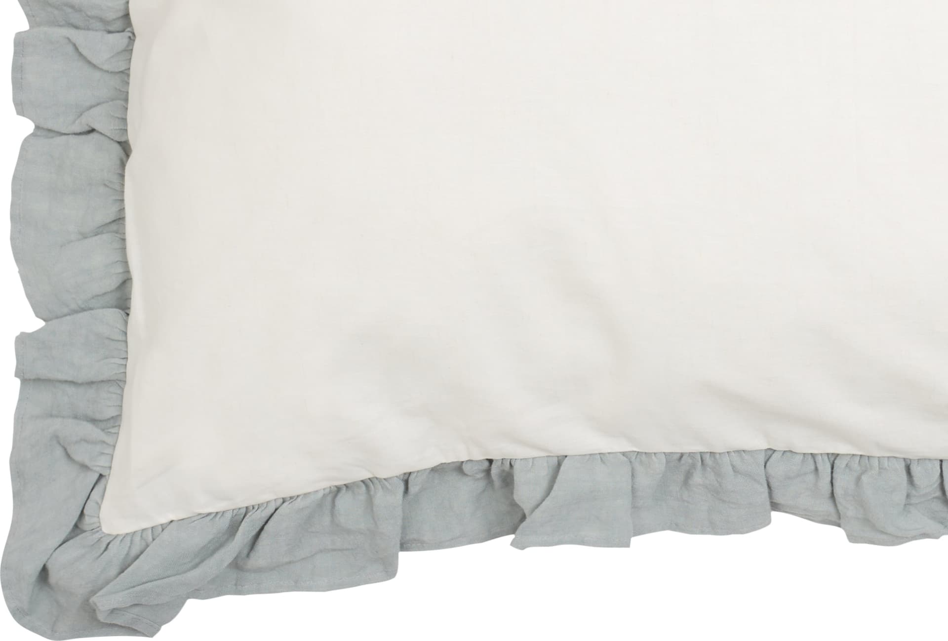 Federa con Frou Frou in misto lino Made in Italy  NATURALE/GRIGIO in Federe Vanita di raso - Sesto San Giovanni, commercioVirtuoso.it