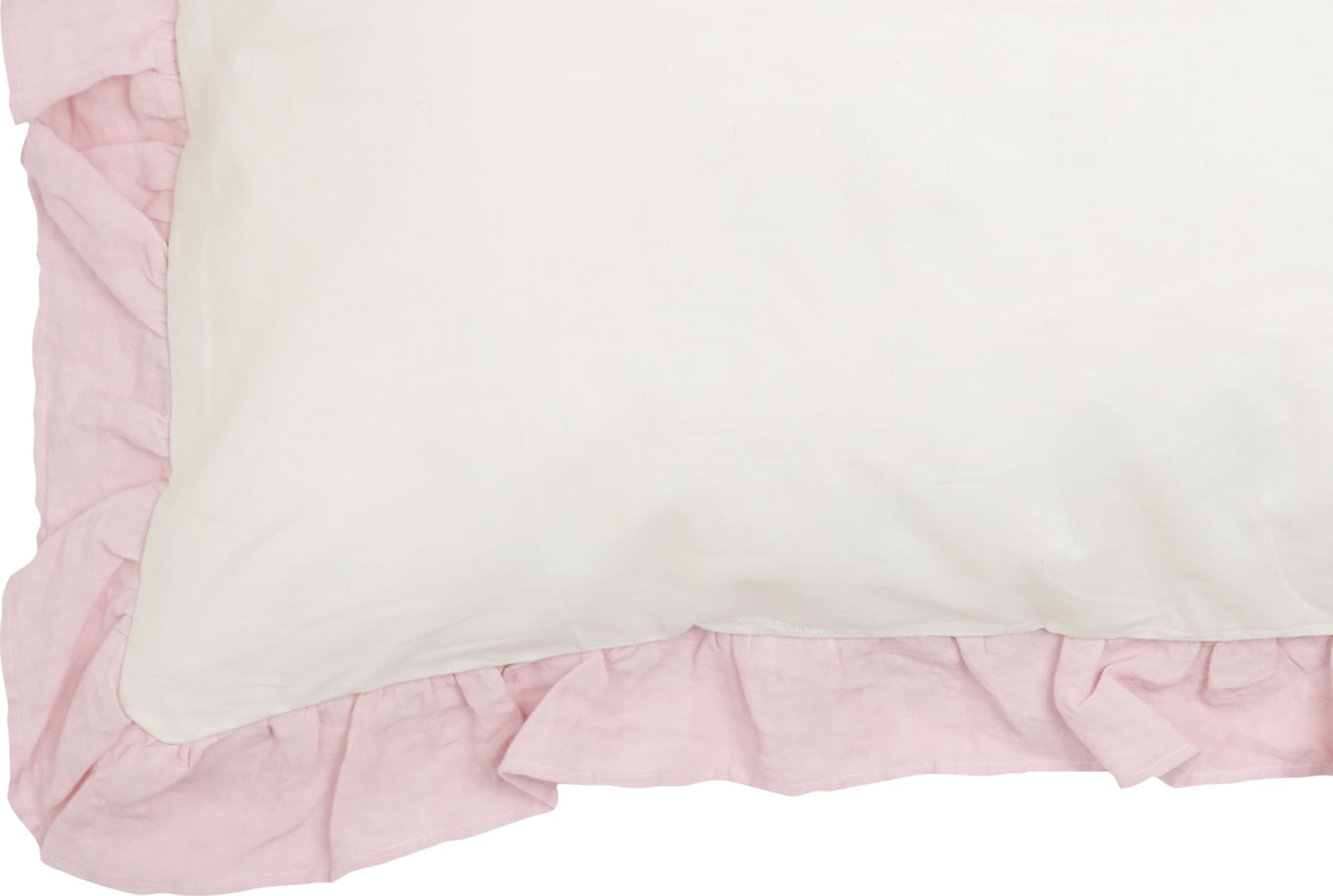 Federa con Frou Frou in misto lino Made in Italy  NATURALE/ROSA in Federe Vanita di raso - Sesto San Giovanni, commercioVirtuoso.it