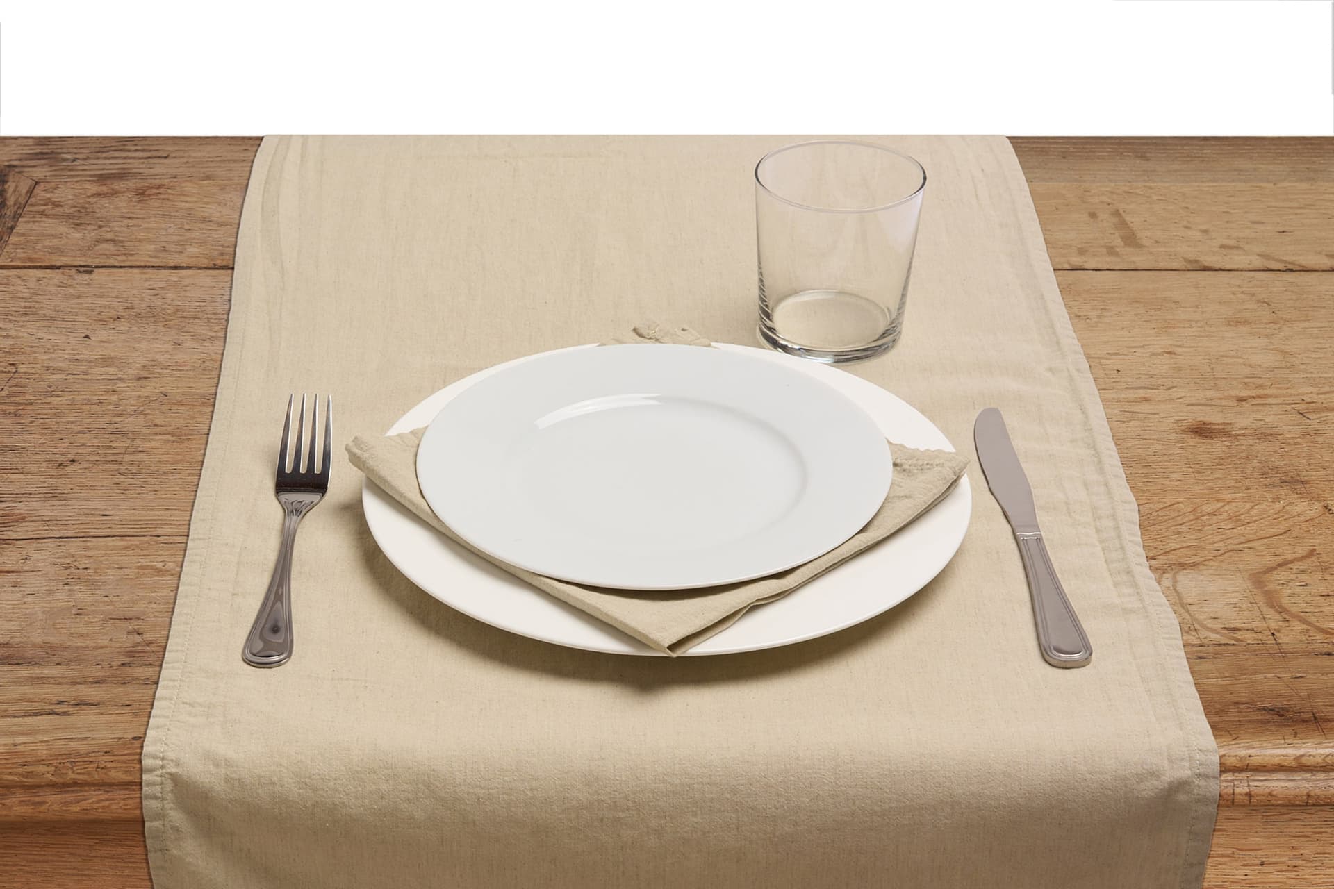 Runner da tavola in misto lino tinta unita morbido resistente elegante made in italy  NATURALE MELANGE - Vanita di raso