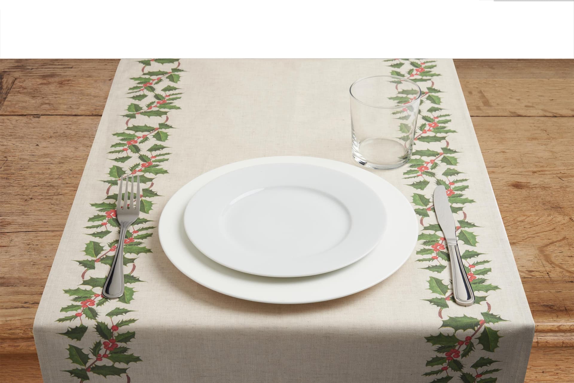 Runner da tavola feste natale natalizia in misto lino decoro natale natalizio morbido resistente elegante made in italy AGRIFOGLIO - Vanita di raso