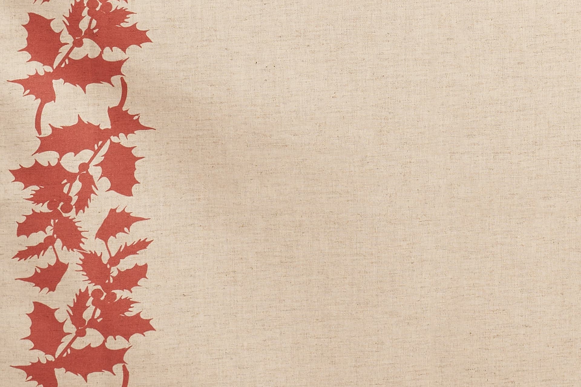 Runner da tavola feste natale natalizia in misto lino decoro natale natalizio morbido resistente elegante made in italy AGRIFOGLIO ROSSO - Vanita di raso
