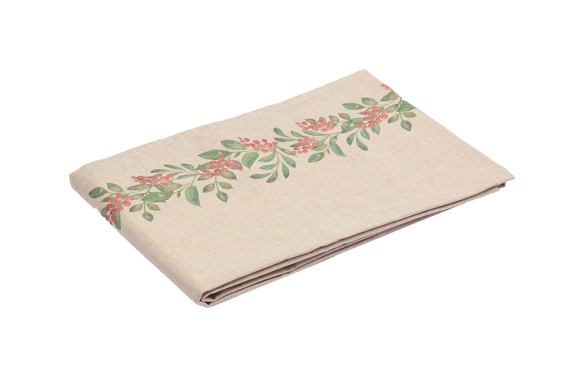 Runner da tavola feste natale natalizia in misto lino decoro natale natalizio morbido resistente elegante made in italy BACCHE - Vanita di raso
