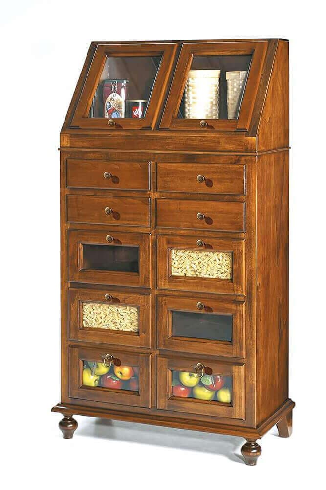 CYNDI - dispensa in legno massello 80x42x153 Tinta noce in Credenze Milani Home - Dueville, commercioVirtuoso.it