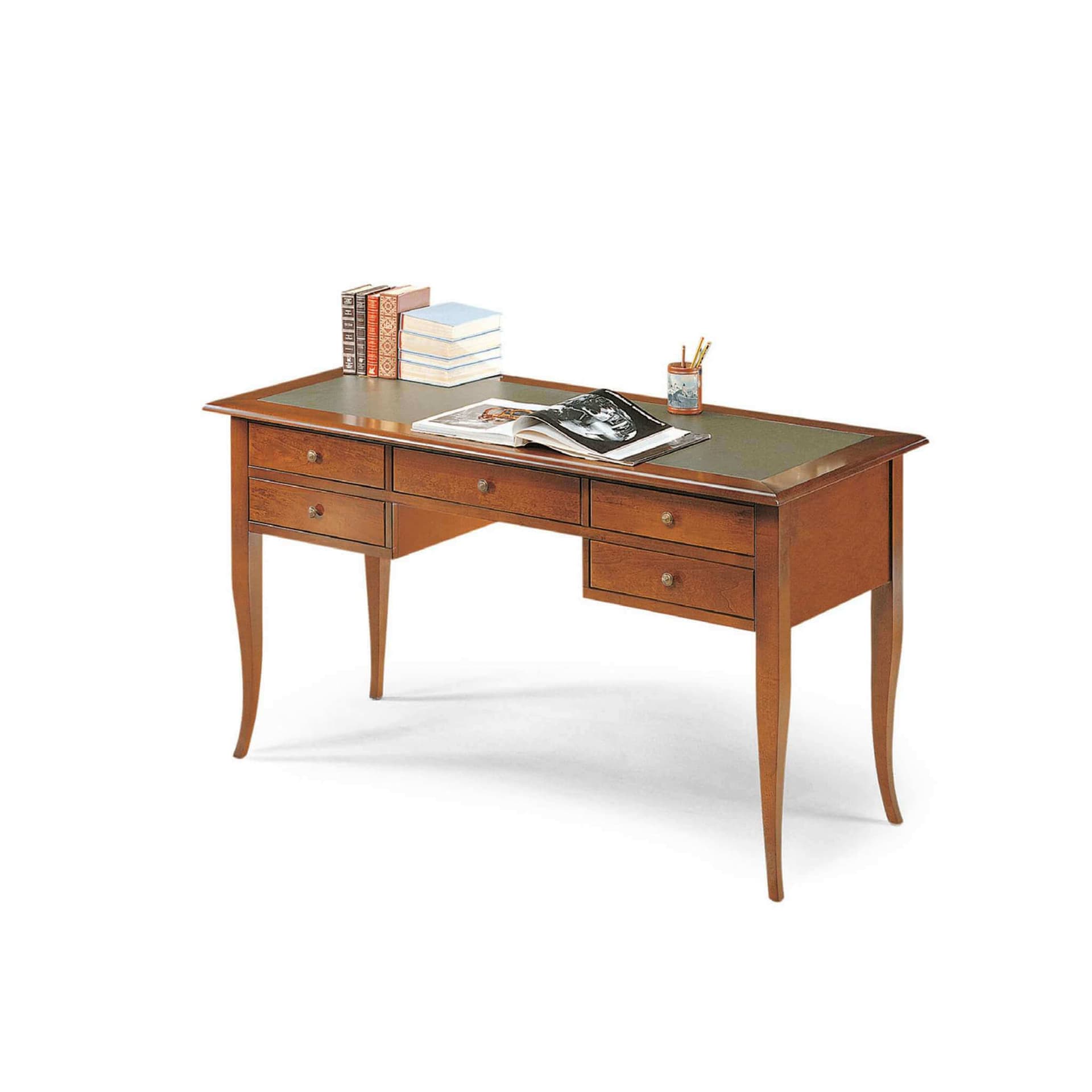 DARWIN - scrittoio piano in pelle in legno massello 130x65x81 Tinta noce in Scrittoi Milani Home - Dueville, commercioVirtuoso.it
