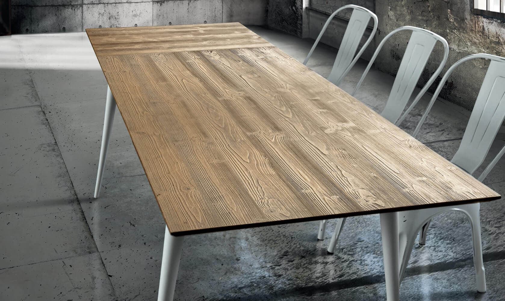 BRIAN - tavolo da pranzo moderno allungabile in abete spazzolato 85x140/190 Bianco in Tavoli da sala da pranzo Milani Home - Dueville, commercioVirtuoso.it