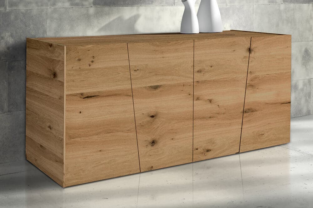 BUSTER - madia moderna in rovere nodato spazzolato 180x50x75 Marrone in Credenze Milani Home - Dueville, commercioVirtuoso.it