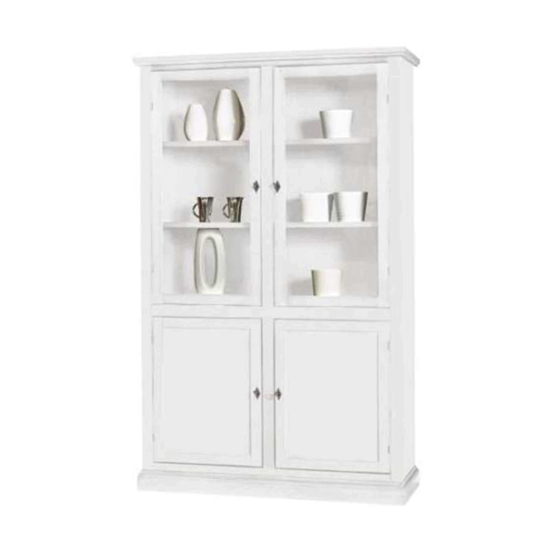 DANIELLE - mobile con vetrina in legno massello 120x41x187 Bianco in Comò e cassettiere Milani Home - Dueville, commercioVirtuoso.it
