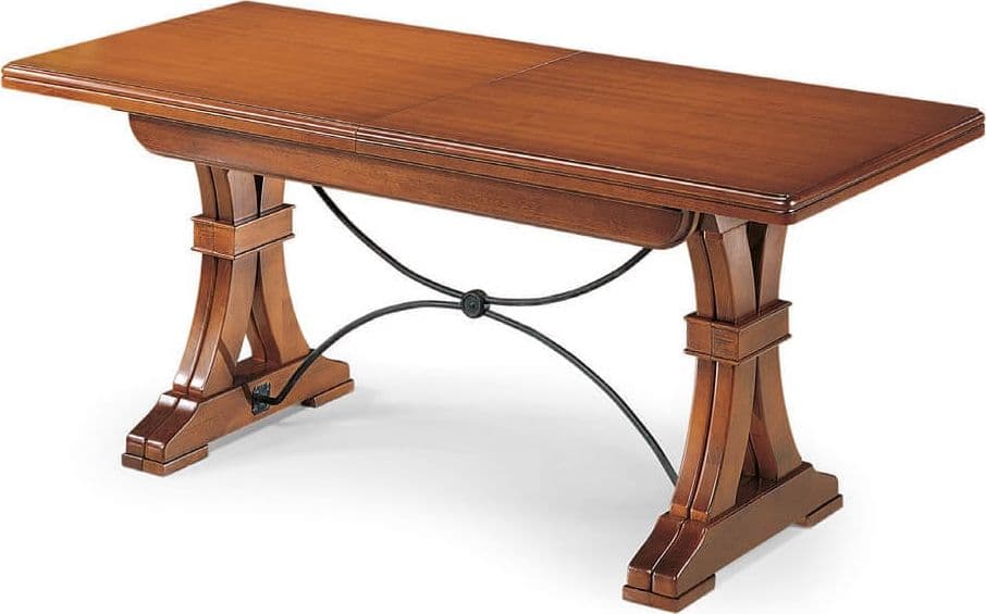 EDISON - tavolo da pranzo allungabile in legno massello 85x180/225/270/315/360 con decoro in ferro Tinta noce in Tavoli da sala da pranzo Milani Home - Dueville, commercioVirtuoso.it
