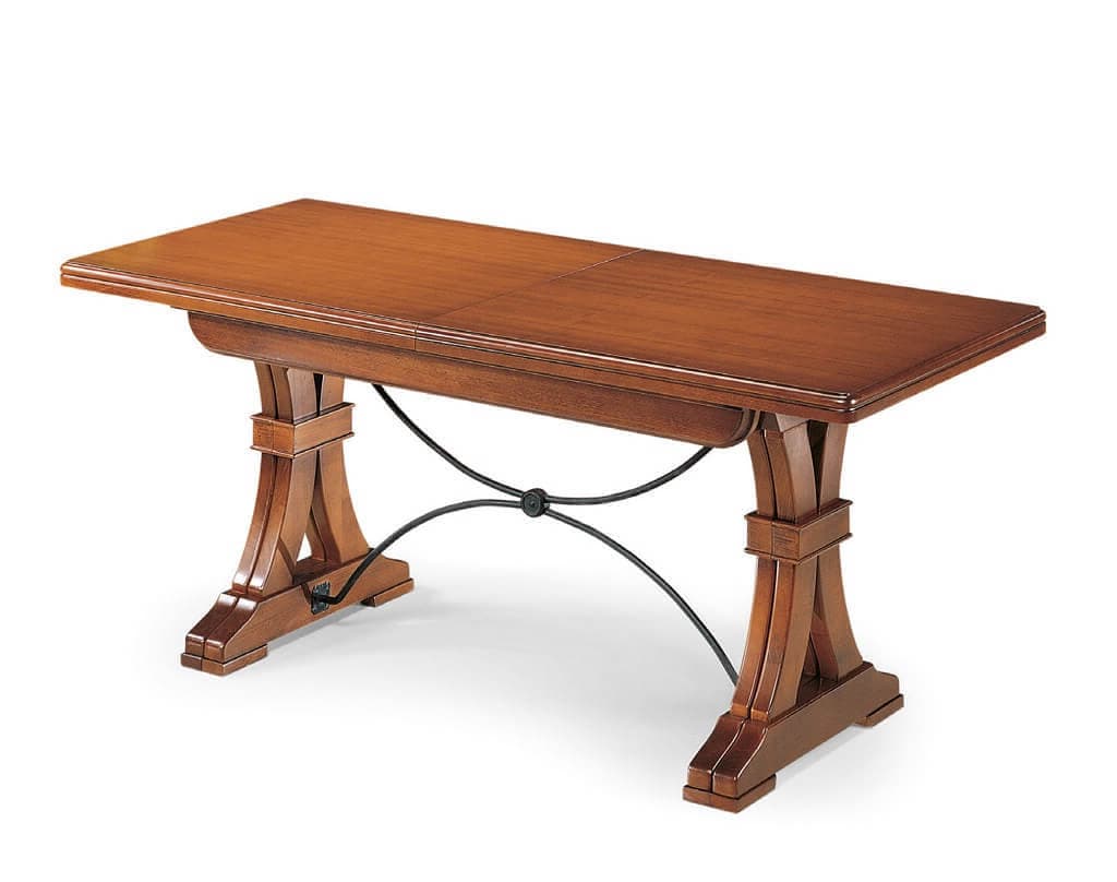 EDISON - tavolo da pranzo allungabile in legno massello 85x180/225/270/315/360 con decoro in ferro Tinta noce in Tavoli da sala da pranzo Milani Home - Dueville, commercioVirtuoso.it