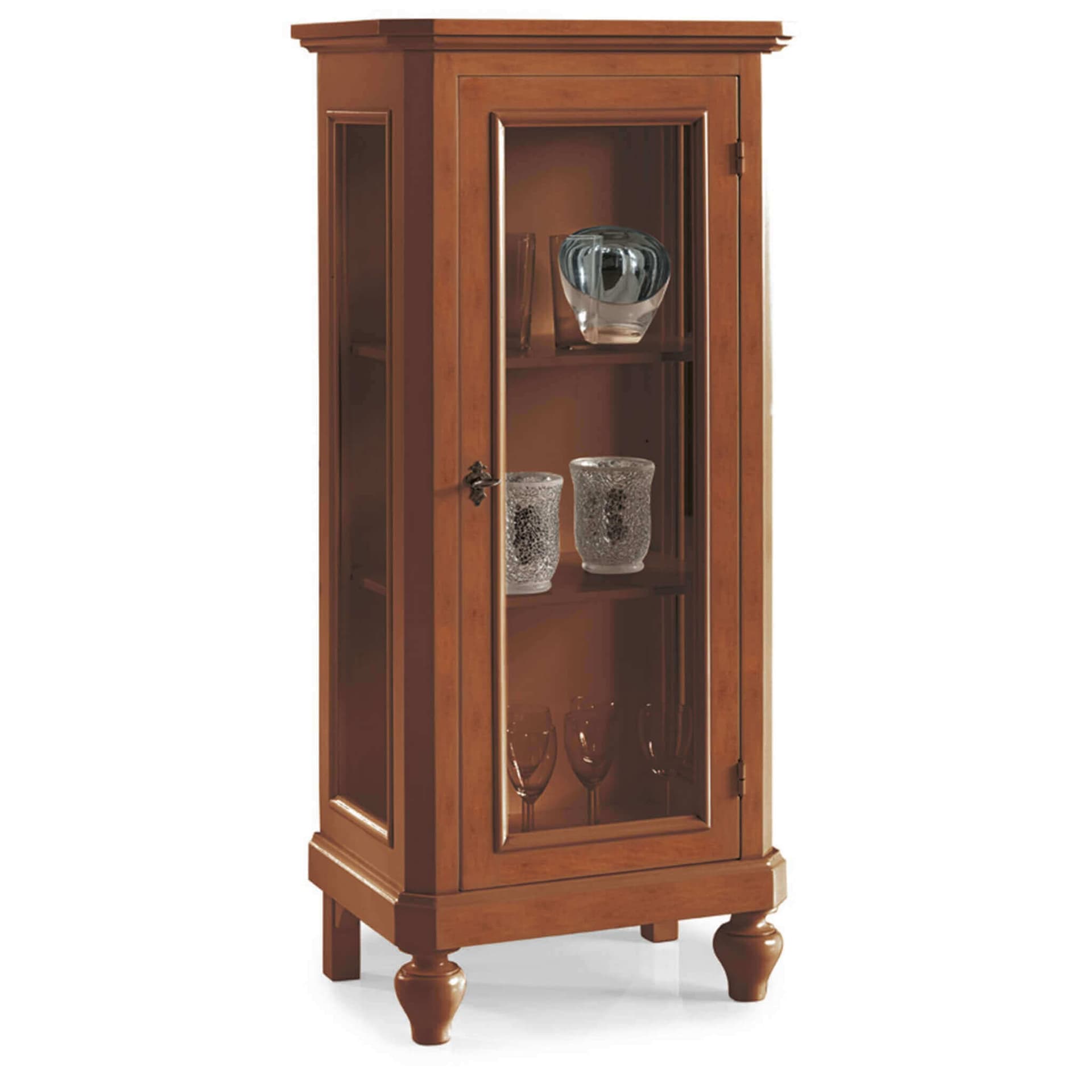 JASMINE - credenza con vetrina in legno massello 60x40x131 Tinta noce in Credenze Milani Home - Dueville, commercioVirtuoso.it