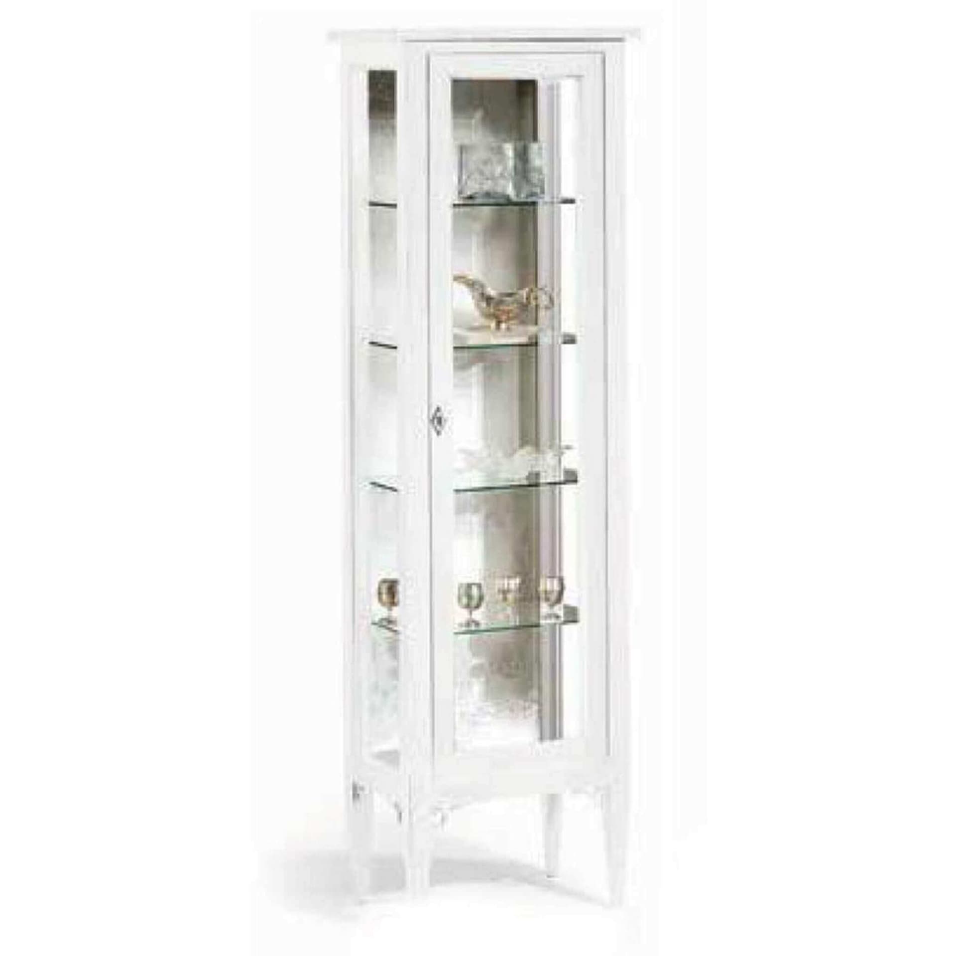 CHRISTAL - credenza con vetrina in legno massello 50x34x140 Bianco in Credenze Milani Home - Dueville, commercioVirtuoso.it