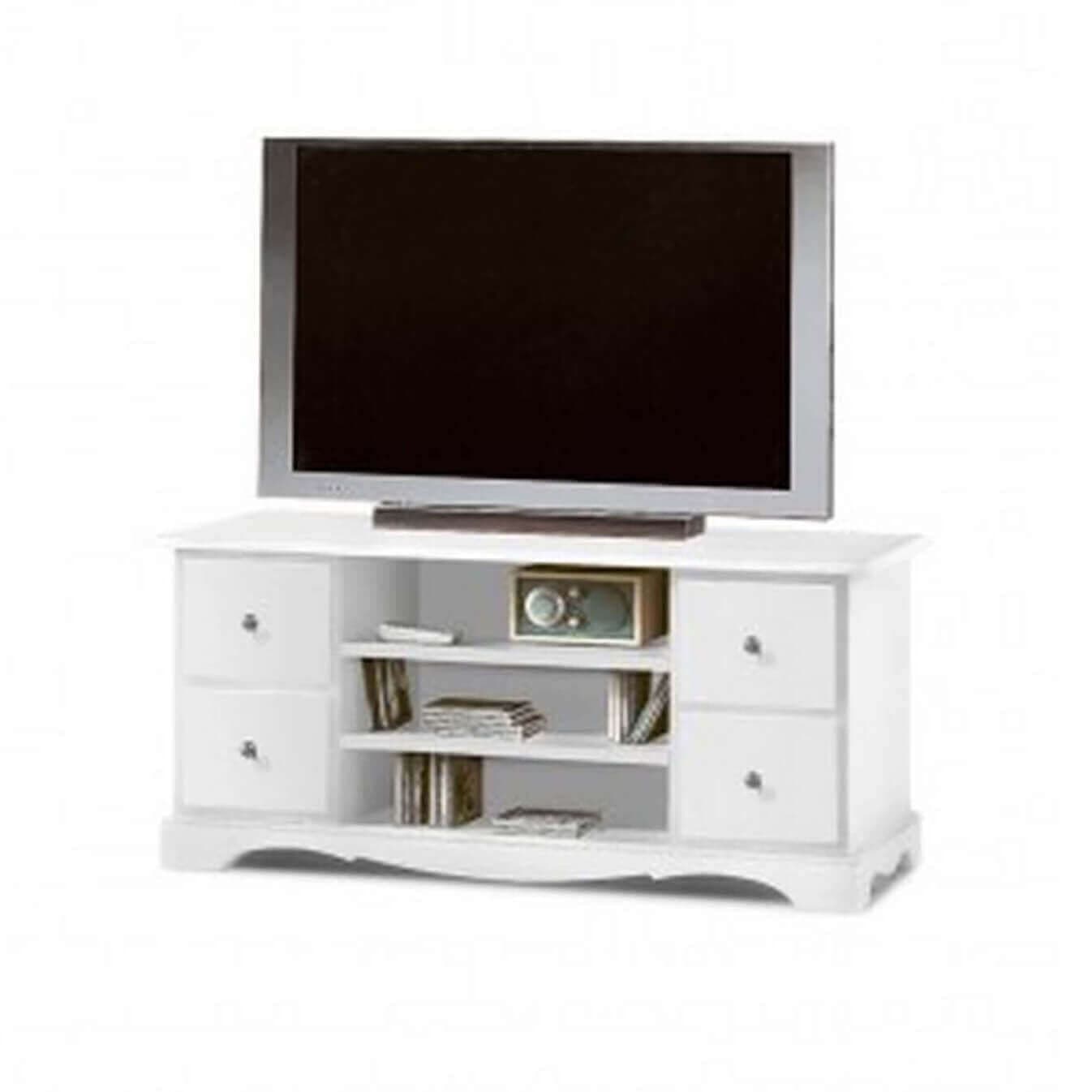 KIMBALL - mobile porta tv in legno massello 117x49x53 Bianco in Supporti da terra Milani Home - Dueville, commercioVirtuoso.it