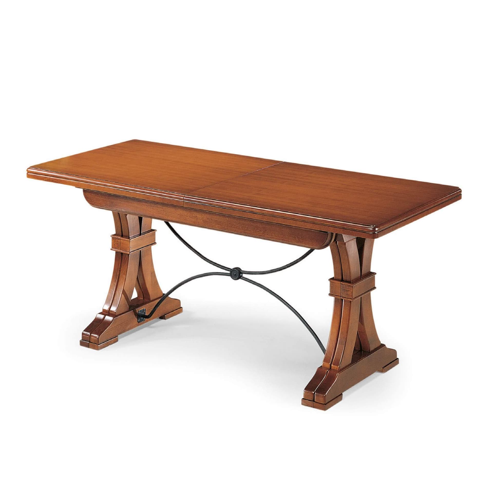 EDISON - tavolo da pranzo allungabile in legno massello 100x180/225/270/315/360 con decoro in ferro Tinta noce in Tavoli da sala da pranzo Milani Home - Dueville, commercioVirtuoso.it