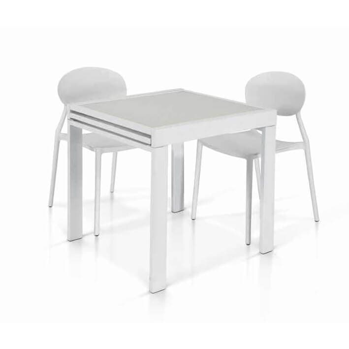 ELIDON - tavolo in vetro cm 70x70/140x75 h Bianco in Tavoli da sala da pranzo Milani Home - Dueville, commercioVirtuoso.it