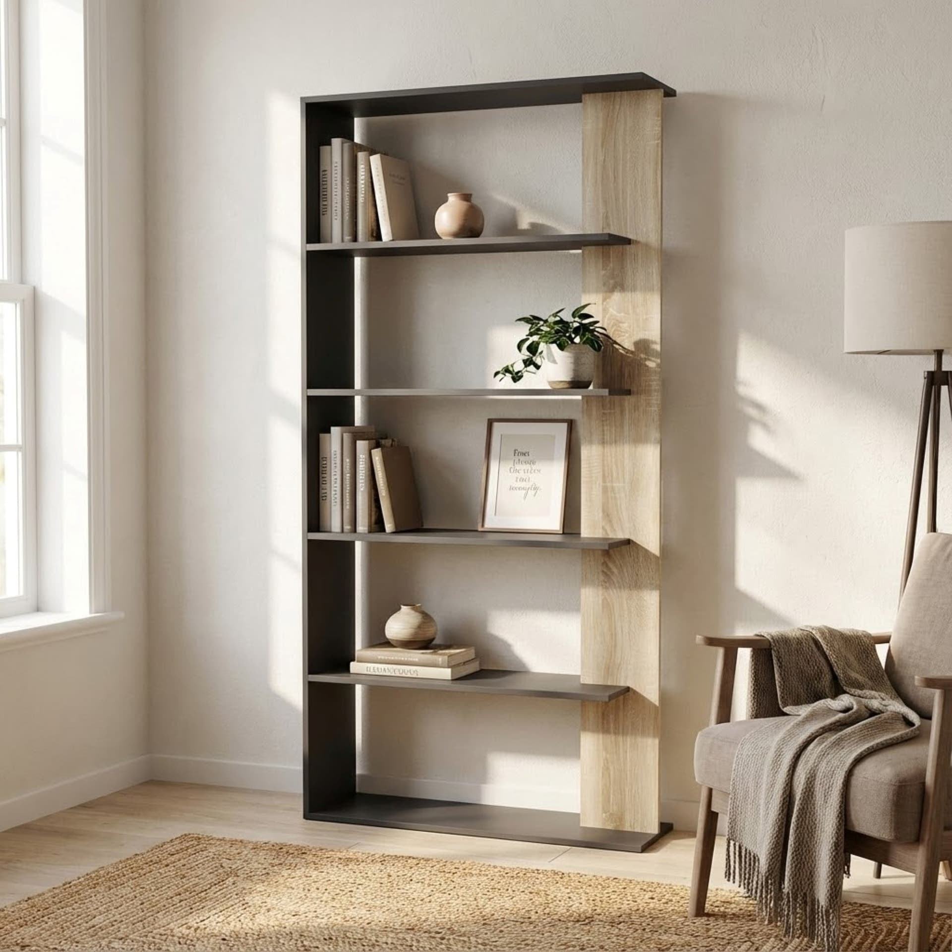 VAN - libreria moderna di design in legno Antracite in Librerie Milani Home - Dueville, commercioVirtuoso.it
