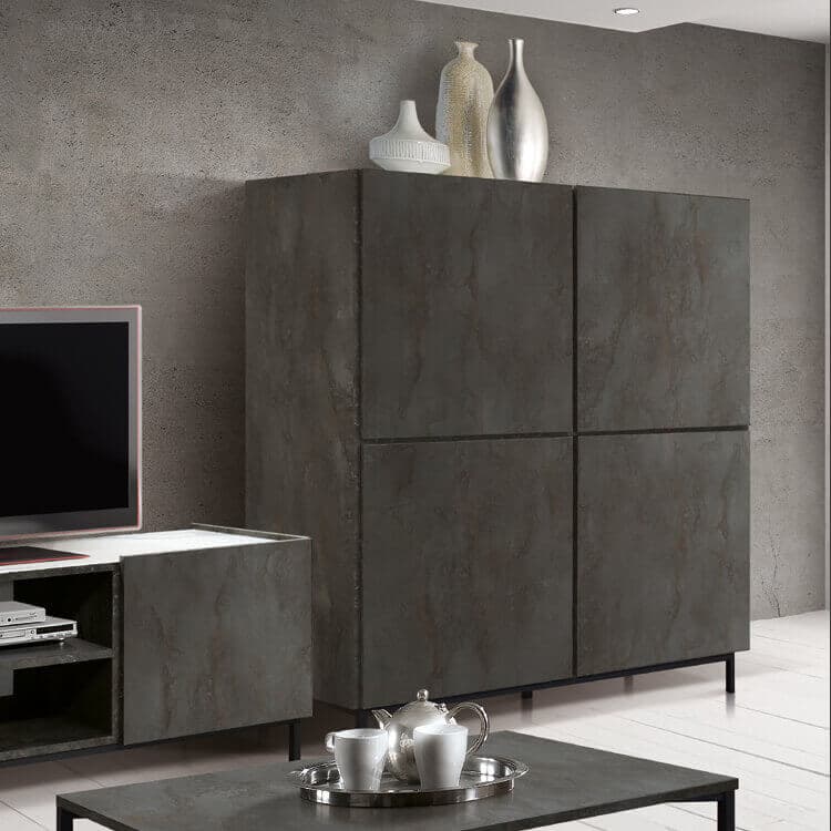 THALIA - credenza moderna con ante ammortizzate cm 136 x 50 x 151 h Antracite in Credenze Milani Home - Dueville, commercioVirtuoso.it