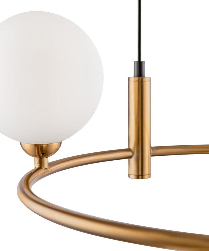 Lampadario Contemporaneo Ring Metallo Ottone 4 Luci E Rosone Nero in Lampade a sospensione LuceArt - Montecorvino Pugliano, commercioVirtuoso.it