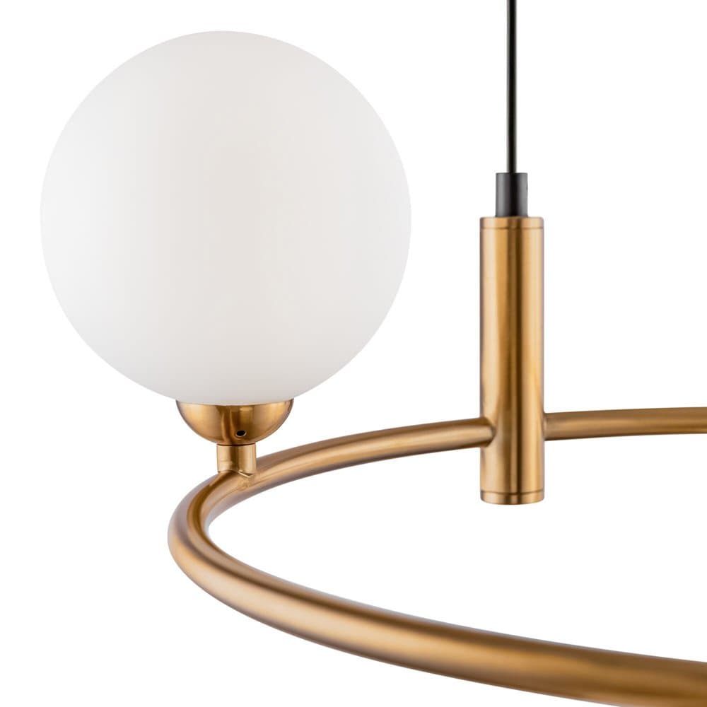 Lampadario Contemporaneo Ring Metallo Ottone 4 Luci E Rosone Nero in Lampade a sospensione LuceArt - Montecorvino Pugliano, commercioVirtuoso.it