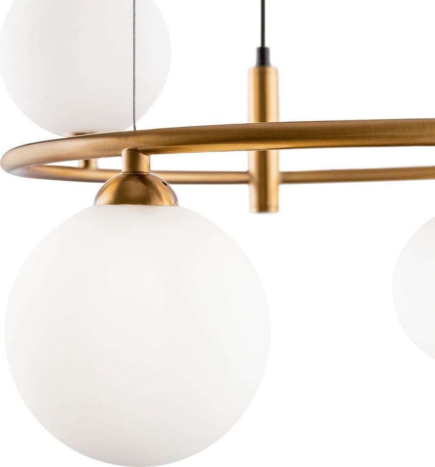 Lampadario Contemporaneo Ring Metallo Ottone 4 Luci E Rosone Nero in Lampade a sospensione LuceArt - Montecorvino Pugliano, commercioVirtuoso.it