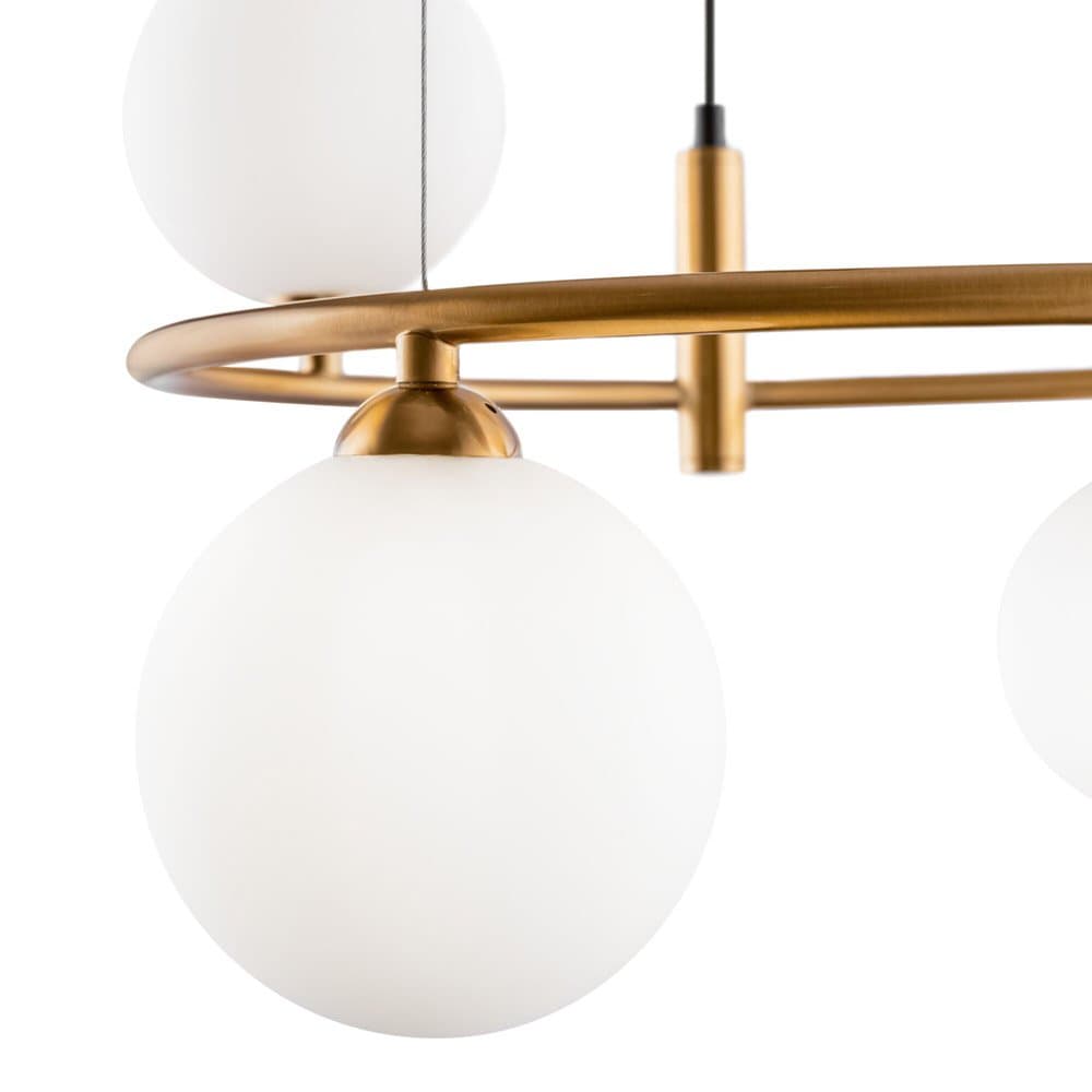 Lampadario Contemporaneo Ring Metallo Ottone 4 Luci E Rosone Nero in Lampade a sospensione LuceArt - Montecorvino Pugliano, commercioVirtuoso.it