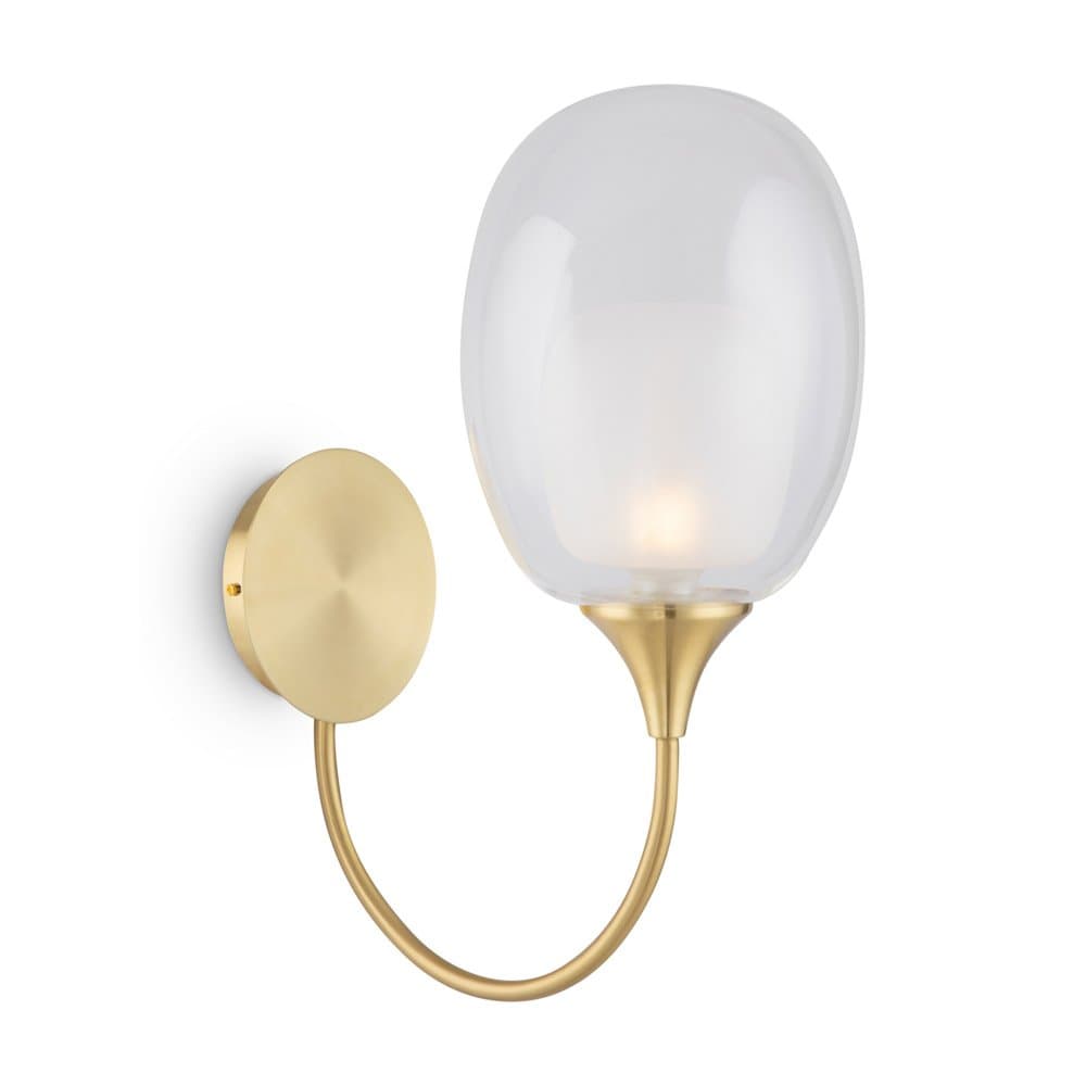 Applique Contemporanea Aura Struttura Metallo Ottone 1 Luce Diffusore Vetro in Applique LuceArt - Montecorvino Pugliano, commercioVirtuoso.it