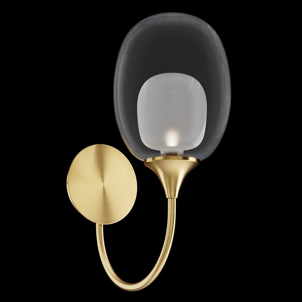 Applique Contemporanea Aura Struttura Metallo Ottone 1 Luce Diffusore Vetro in Applique LuceArt - Montecorvino Pugliano, commercioVirtuoso.it