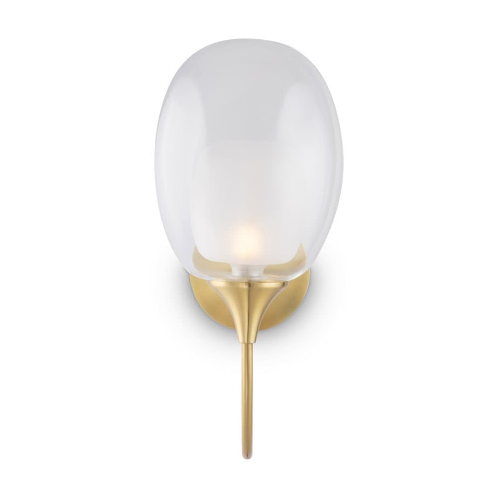 Applique Contemporanea Aura Struttura Metallo Ottone 1 Luce Diffusore Vetro in Applique LuceArt - Montecorvino Pugliano, commercioVirtuoso.it