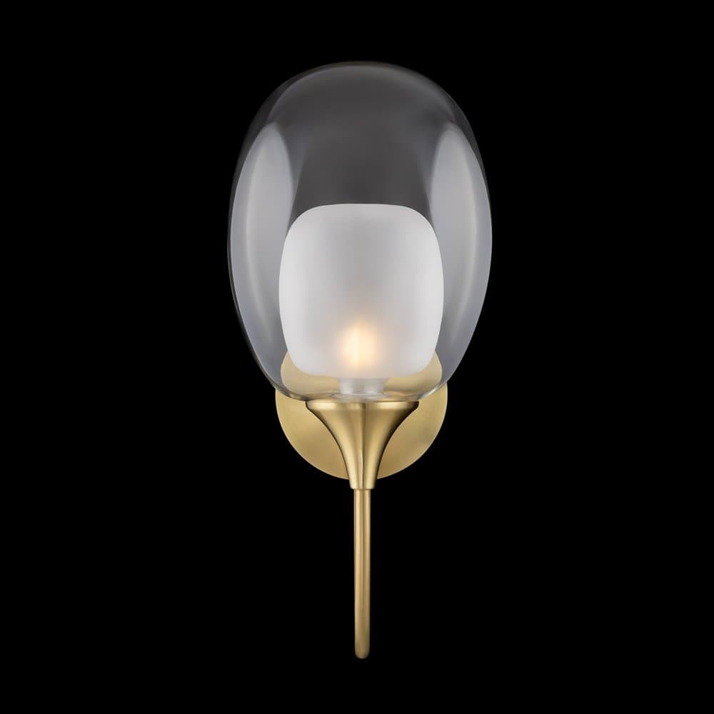 Applique Contemporanea Aura Struttura Metallo Ottone 1 Luce Diffusore Vetro in Applique LuceArt - Montecorvino Pugliano, commercioVirtuoso.it