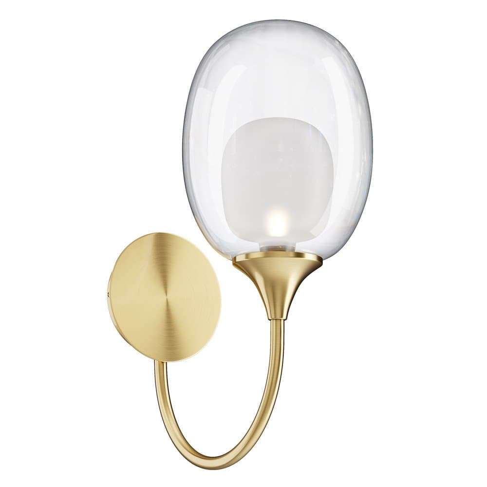 Applique Contemporanea Aura Struttura Metallo Ottone 1 Luce Diffusore Vetro in Applique LuceArt - Montecorvino Pugliano, commercioVirtuoso.it