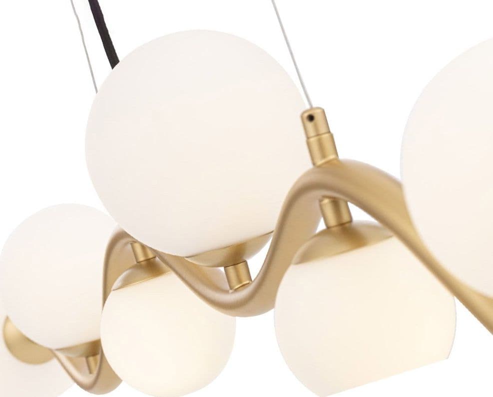 Lampadario Contemporaneo Uva Metallo Oro 7 Luci Diffusori Bianchi in Lampade a sospensione LuceArt - Montecorvino Pugliano, commercioVirtuoso.it