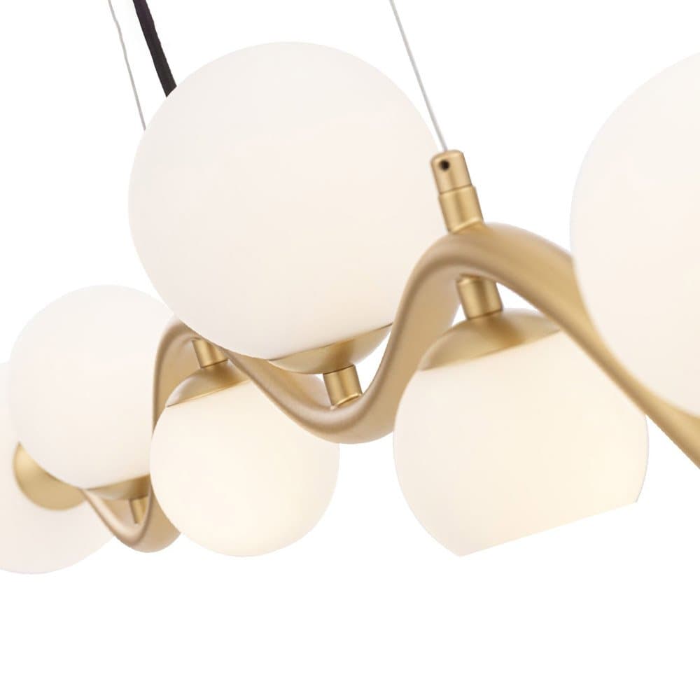Lampadario Contemporaneo Uva Metallo Oro 7 Luci Diffusori Bianchi in Lampade a sospensione LuceArt - Montecorvino Pugliano, commercioVirtuoso.it