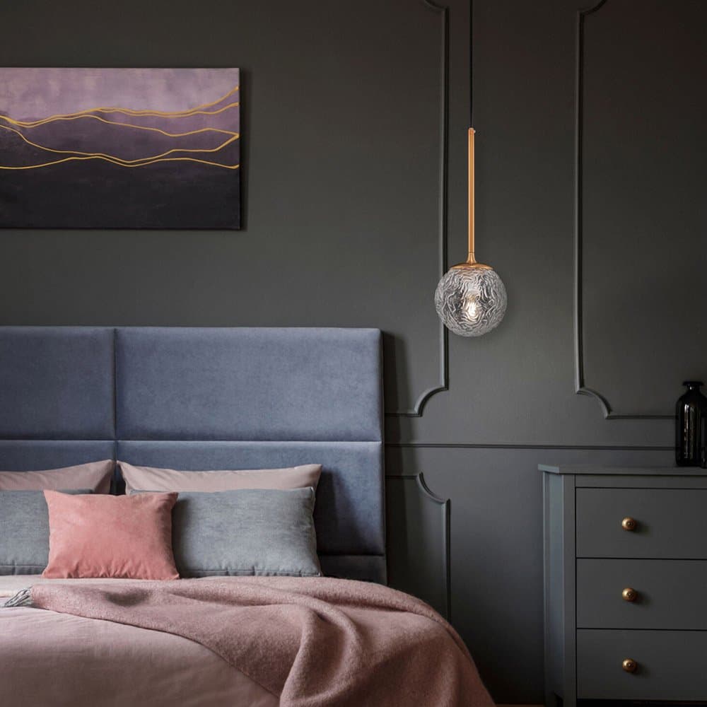 Sospensione Contemporanea Ligero Metallo Ottone 1 Luce Diffusore In Vetro in Lampade a sospensione LuceArt - Montecorvino Pugliano, commercioVirtuoso.it