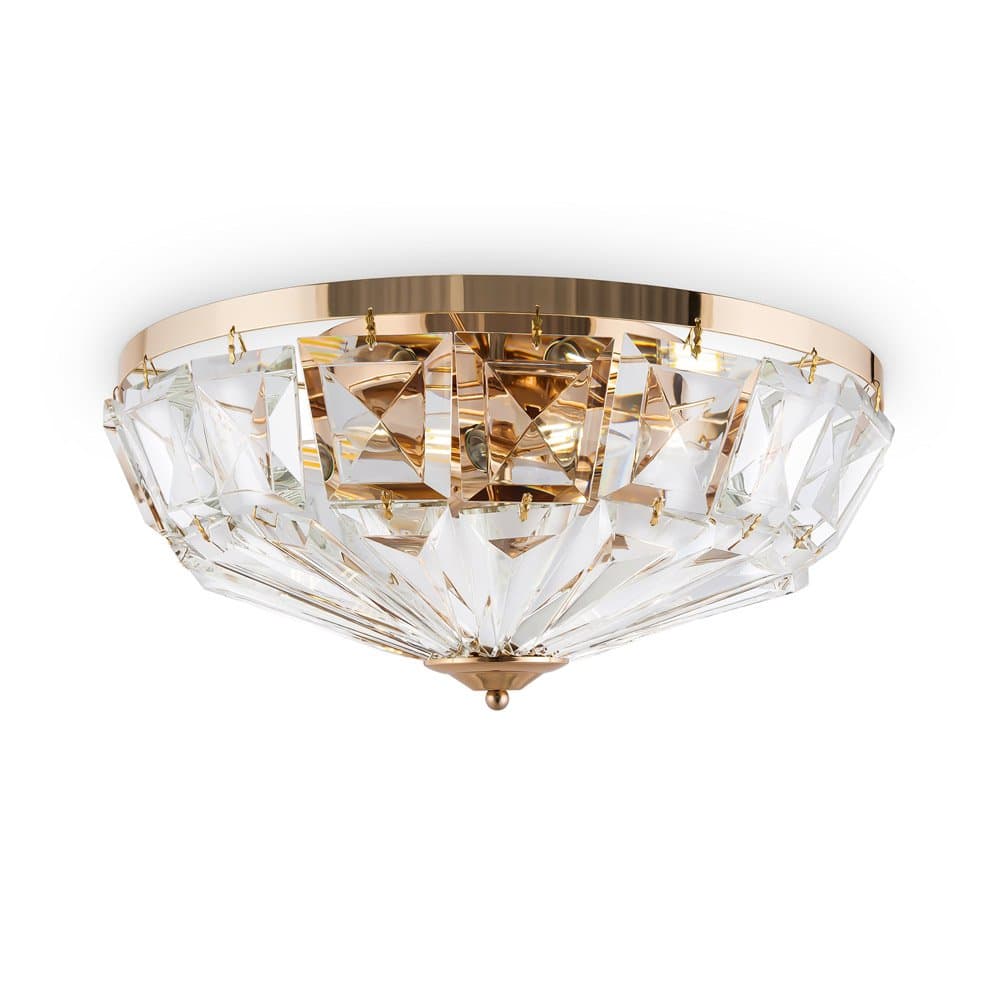 Plafoniera Contemporanea Facet Metallo Oro 6 Luci Diffusori Vetro in Plafoniere LuceArt - Montecorvino Pugliano, commercioVirtuoso.it