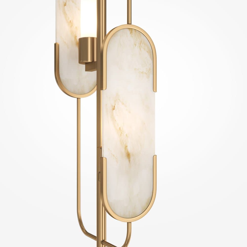Piantana Contemporanea Marmo Metallo Oro 2 Luci Diffusori Pietra Bianca in Lampade da terra LuceArt - Montecorvino Pugliano, commercioVirtuoso.it