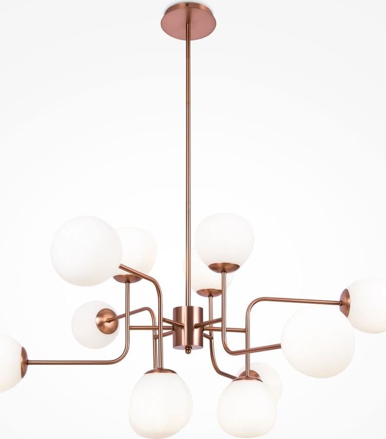 Lampadario Sospensione Erich In Metallo Oro Rosa 12 Luci E Diffusori Bianchi in Lampade a sospensione LuceArt - Montecorvino Pugliano, commercioVirtuoso.it