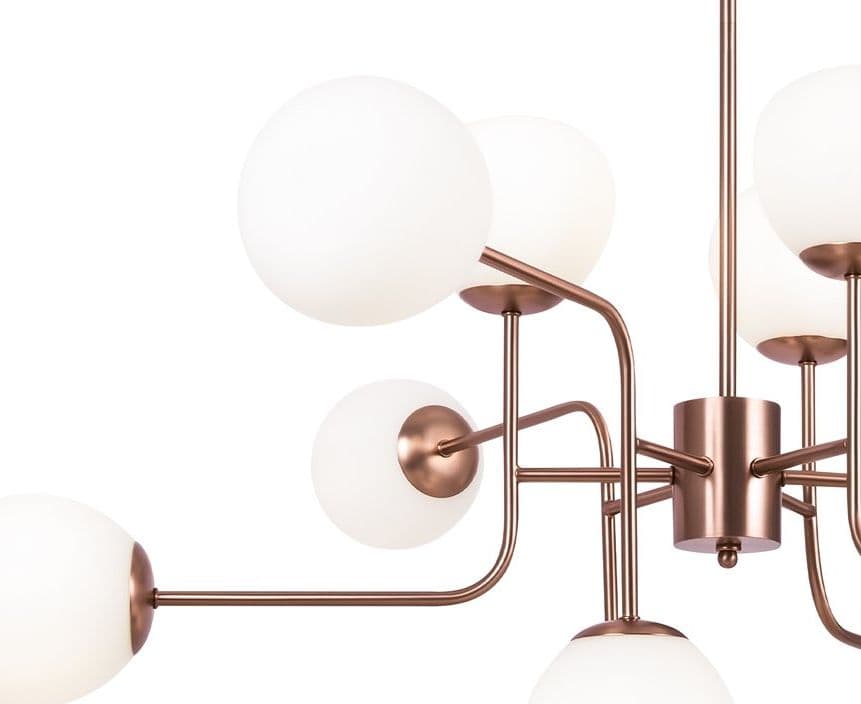 Lampadario Sospensione Erich In Metallo Oro Rosa 12 Luci E Diffusori Bianchi in Lampade a sospensione LuceArt - Montecorvino Pugliano, commercioVirtuoso.it