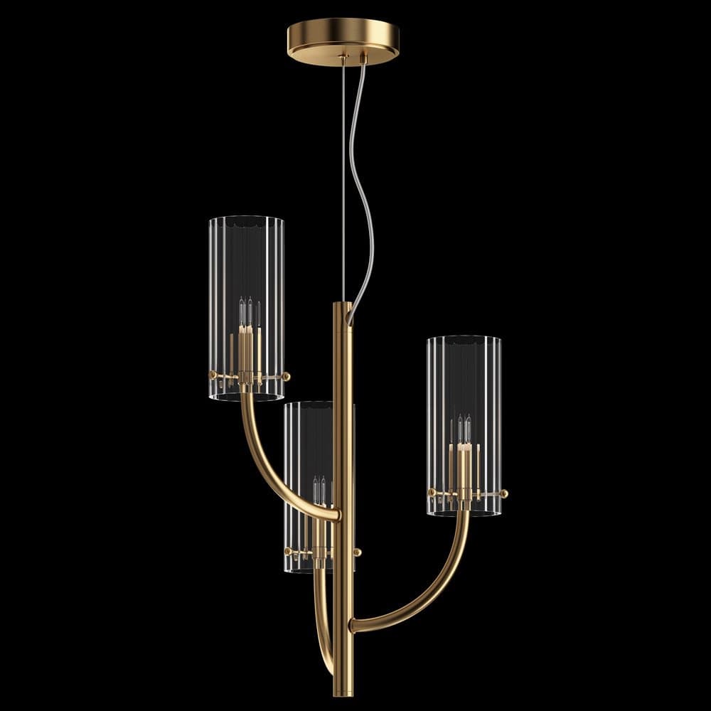 Lampadario Contemporaneo Arco Metallo Ottone 3 Luci Diffusori In Vetro in Lampade a sospensione LuceArt - Montecorvino Pugliano, commercioVirtuoso.it