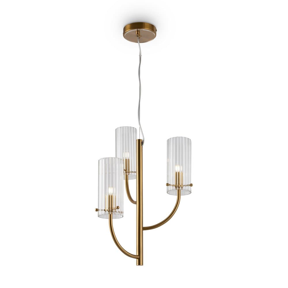 Lampadario Contemporaneo Arco Metallo Ottone 3 Luci Diffusori In Vetro in Lampade a sospensione LuceArt - Montecorvino Pugliano, commercioVirtuoso.it