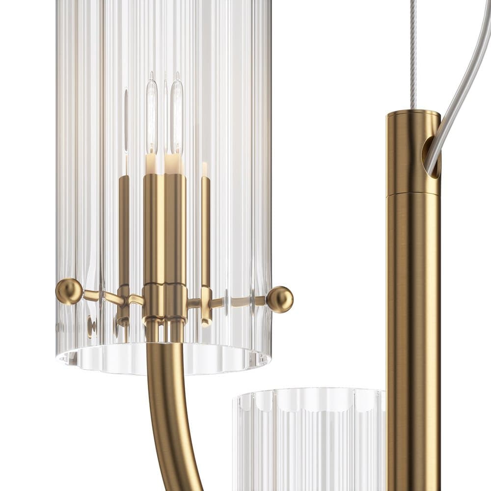 Lampadario Contemporaneo Arco Metallo Ottone 3 Luci Diffusori In Vetro in Lampade a sospensione LuceArt - Montecorvino Pugliano, commercioVirtuoso.it