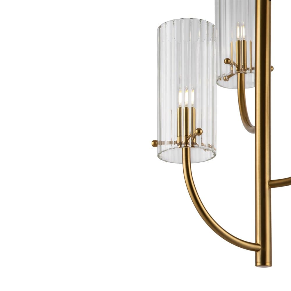 Lampadario Contemporaneo Arco Metallo Ottone 3 Luci Diffusori In Vetro in Lampade a sospensione LuceArt - Montecorvino Pugliano, commercioVirtuoso.it