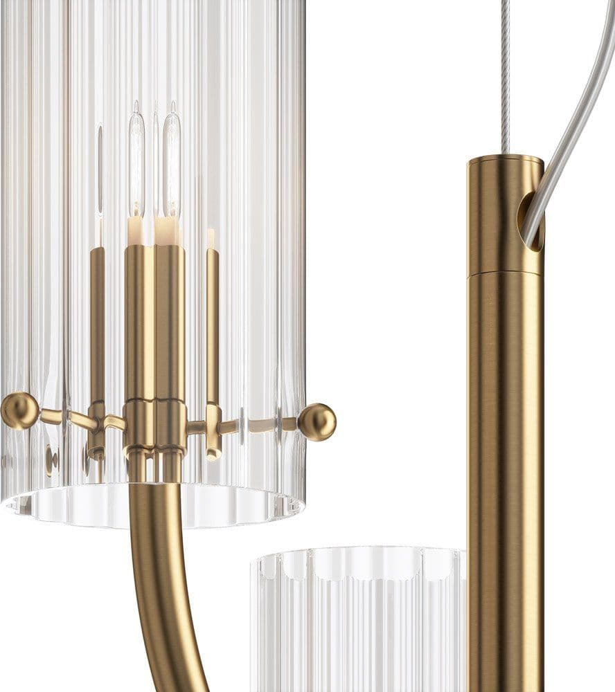Lampadario Contemporaneo Arco Metallo Ottone 3 Luci Diffusori In Vetro in Lampade a sospensione LuceArt - Montecorvino Pugliano, commercioVirtuoso.it