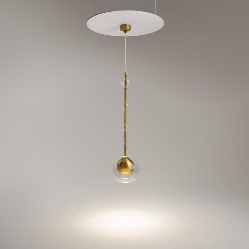 Lampada a Sospensione Ros Moderna Metallo Ottone Trasparente IP20 in Lampade a sospensione LuceArt - Montecorvino Pugliano, commercioVirtuoso.it