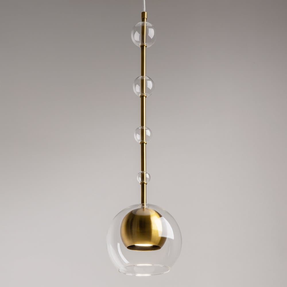 Lampada a Sospensione Ros Moderna Metallo Ottone Trasparente IP20 in Lampade a sospensione LuceArt - Montecorvino Pugliano, commercioVirtuoso.it