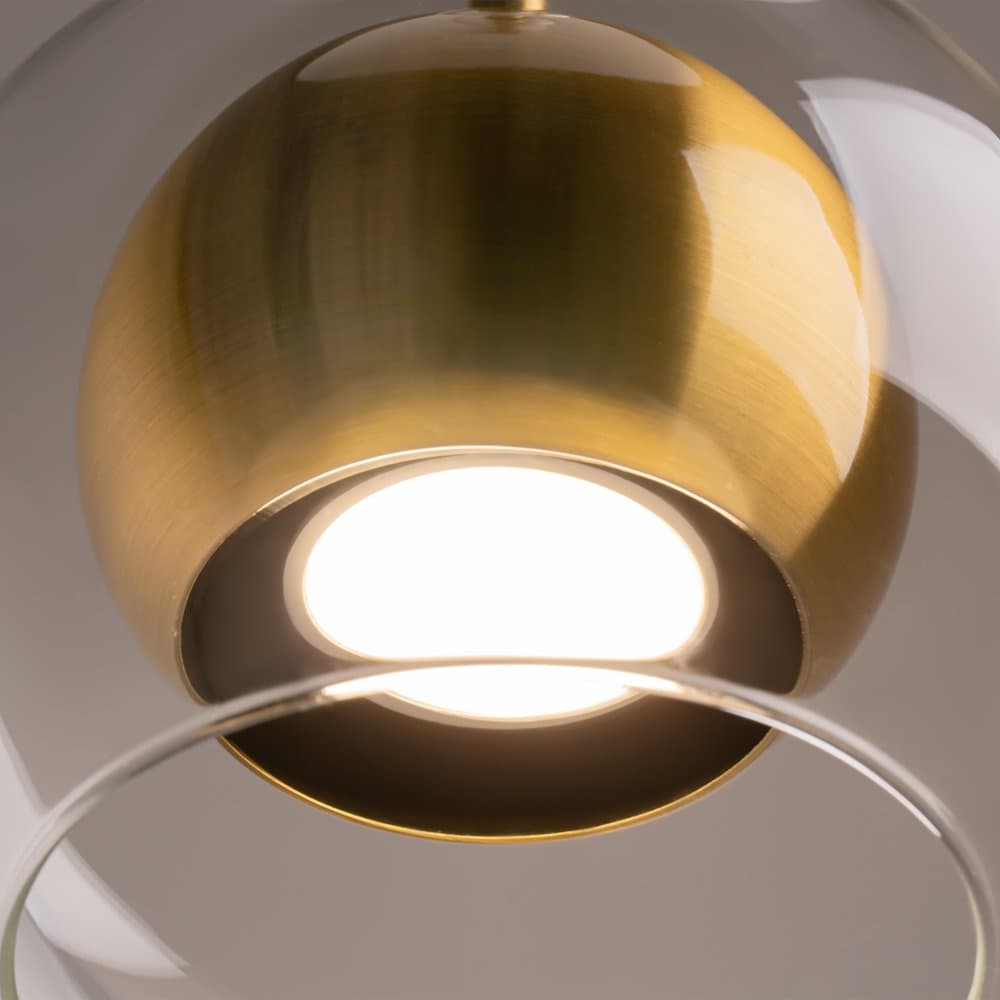 Lampada a Sospensione Ros Moderna Metallo Ottone Trasparente IP20 in Lampade a sospensione LuceArt - Montecorvino Pugliano, commercioVirtuoso.it