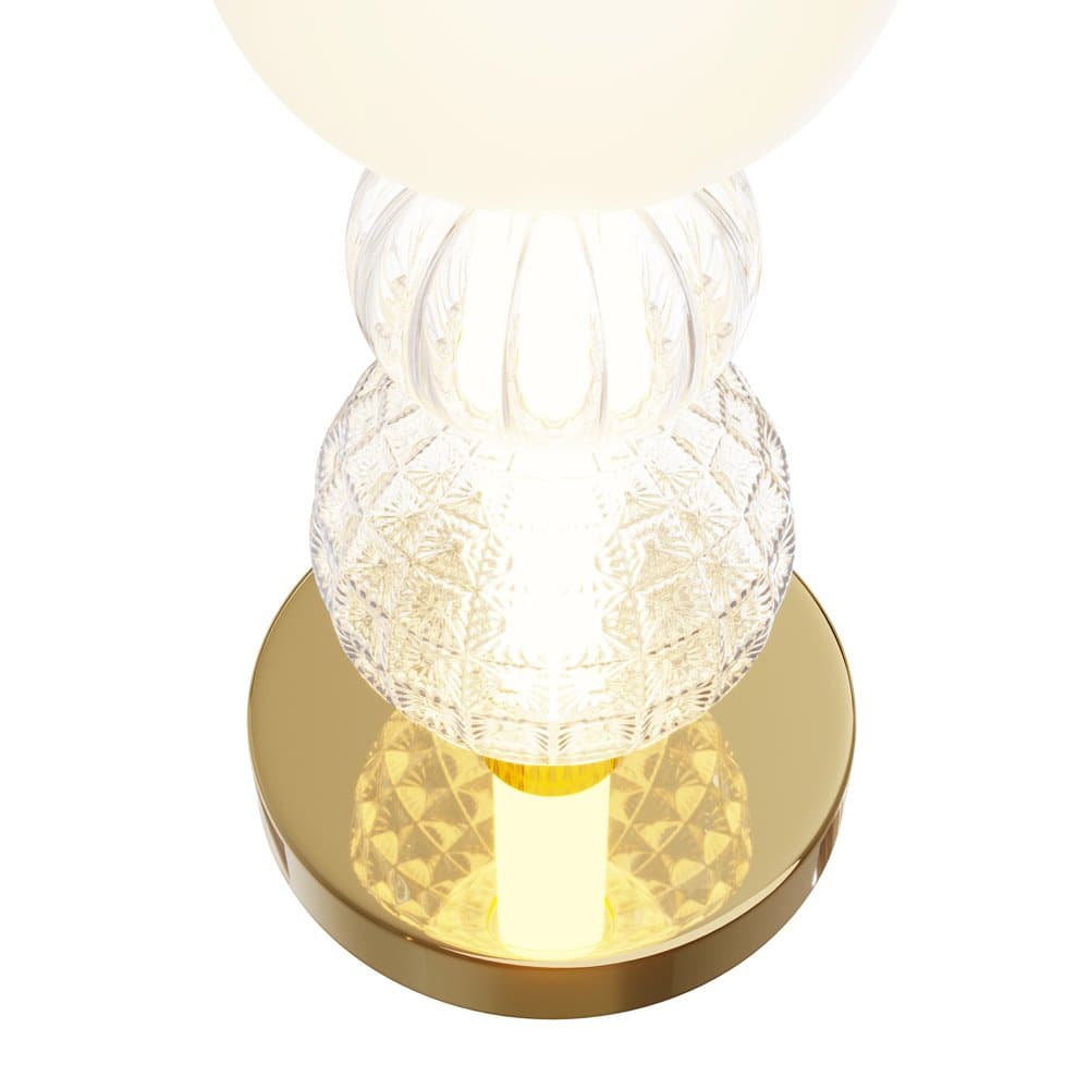 Lampada Scrivania Contemporanea Collar 18W Metallo Oro E Bianco Paralume Vetro in Lampade da tavolo e abat-jour LuceArt - Montecorvino Pugliano, commercioVirtuoso.it