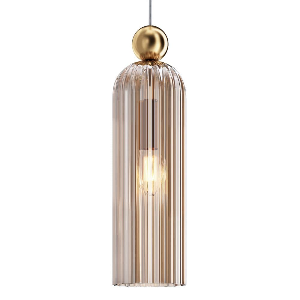 Sospensione Contemporanea Antic Metallo Oro 1 Luci Diffusore In Vetro Cognac in Lampade a sospensione LuceArt - Montecorvino Pugliano, commercioVirtuoso.it