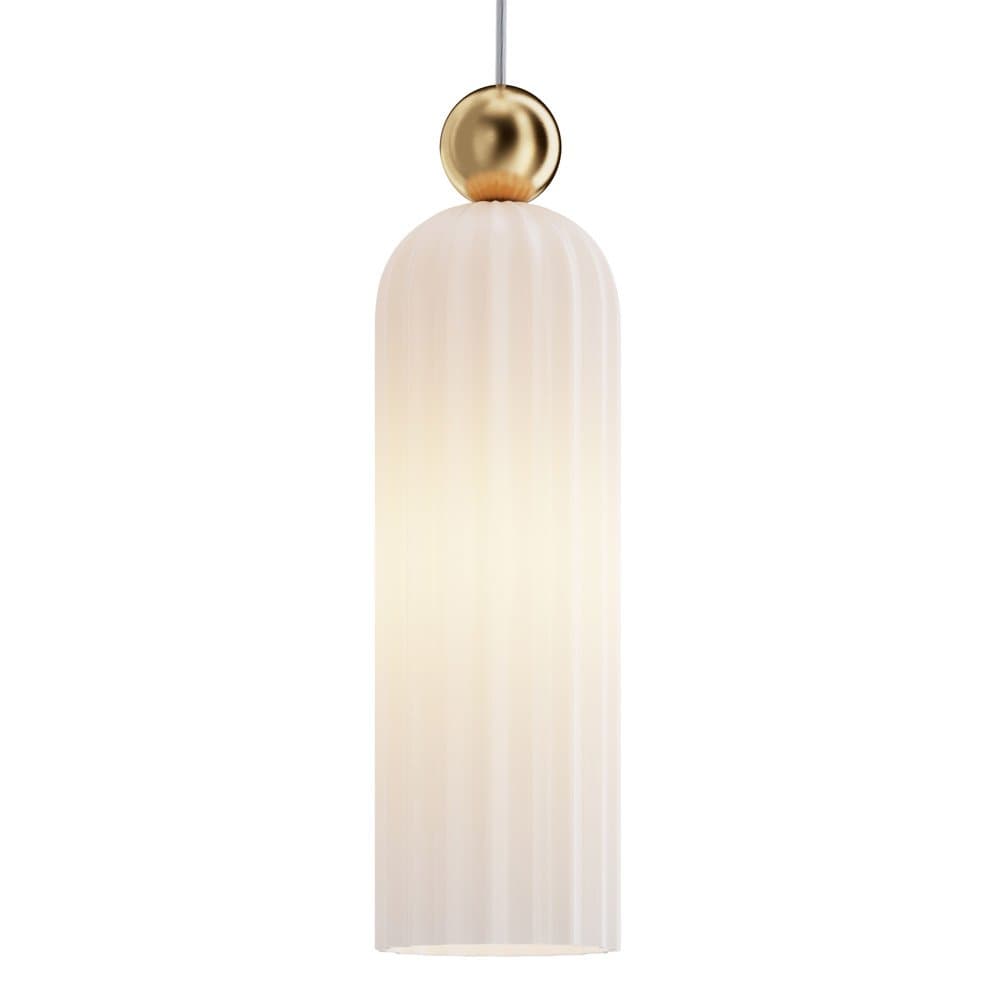 Sospensione Contemporanea Antic Metallo Oro 1 Luci Diffusore In Vetro Bianco in Lampade a sospensione LuceArt - Montecorvino Pugliano, commercioVirtuoso.it