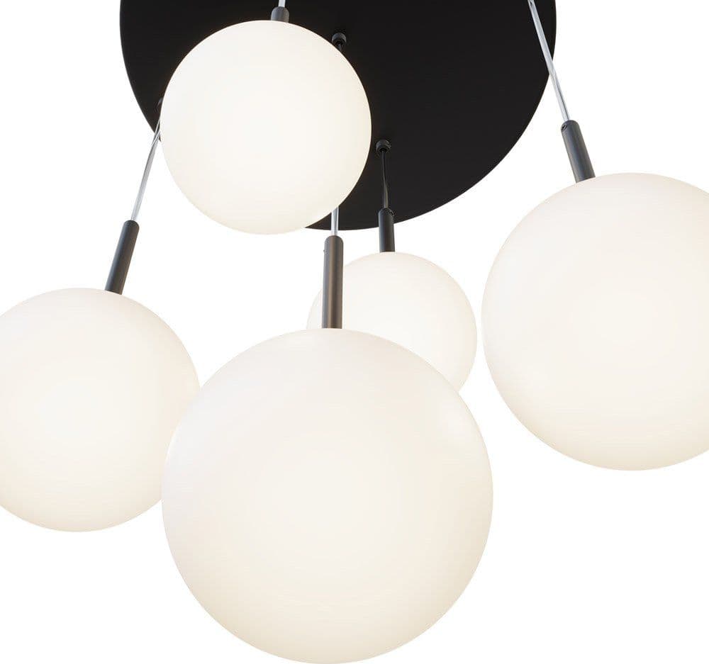 Lampadario Minimal Basic Form In Metallo Nero 5 Luci E Diffusori Bianchi in Lampade a sospensione LuceArt - Montecorvino Pugliano, commercioVirtuoso.it