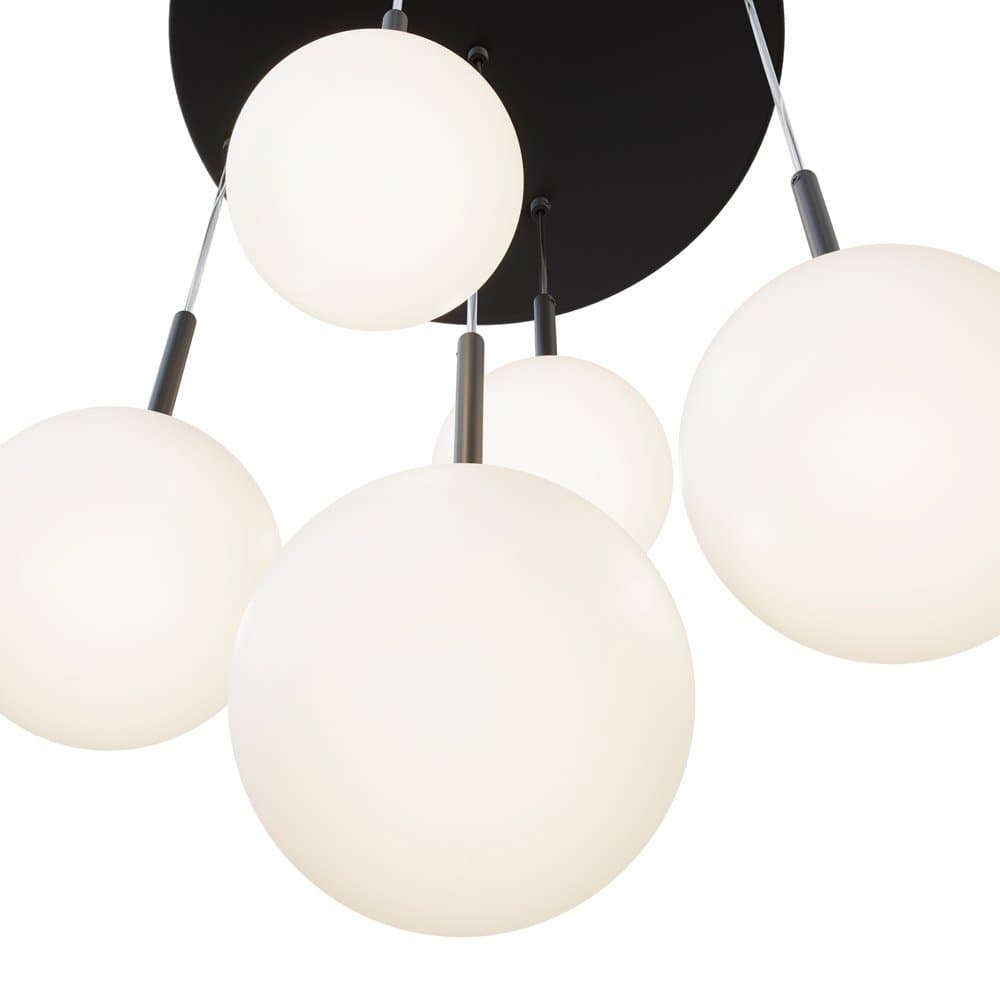Lampadario Minimal Basic Form In Metallo Nero 5 Luci E Diffusori Bianchi in Lampade a sospensione LuceArt - Montecorvino Pugliano, commercioVirtuoso.it